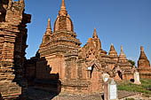 Bagan Myanmar. Cluster of red brick temples near Min myaw yaza  